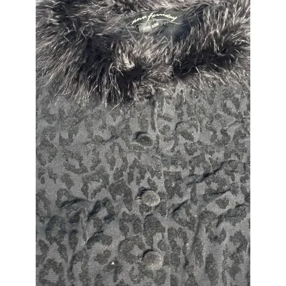 Vintage Ann Ferriday Leopard Print Lace Top Faux Fur Collar Sheer Black Gothic - Picture 9 of 10